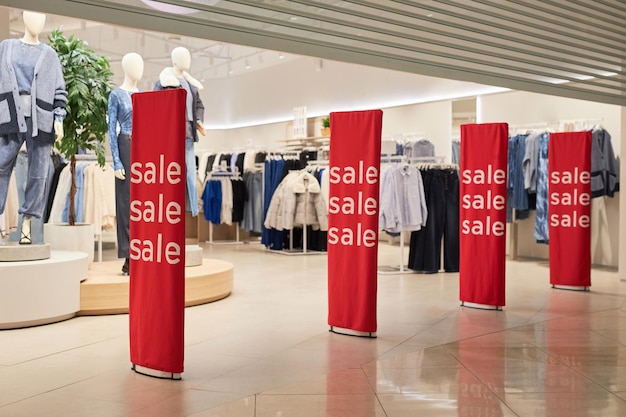 Storefront with sale signs