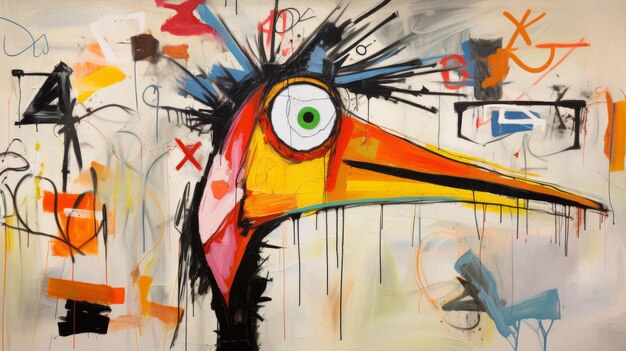 The Stork Hei Hei Moana pixar In Abstract Art Basquiat Picasso Style