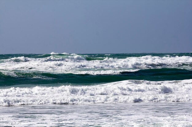 Storm on the beach in Haifa Israel