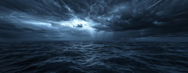 Photo a storm brews over a dark ocean in this dramatic 4k hyperrealistic photography