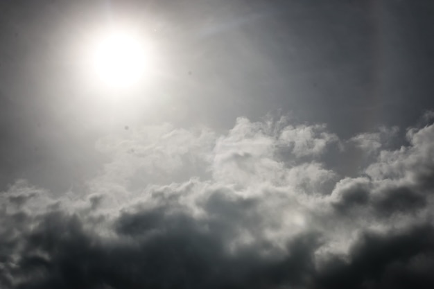 Storm cloud and sun in the sky