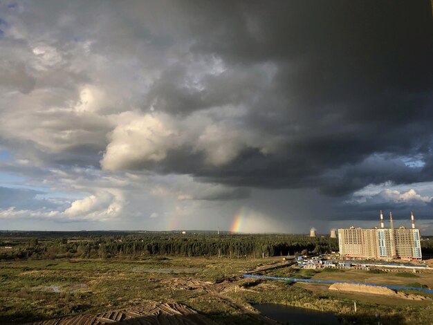 Photo storm clouds over land