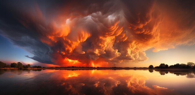 Photo storm clouds over a landscape background for a weather forecast