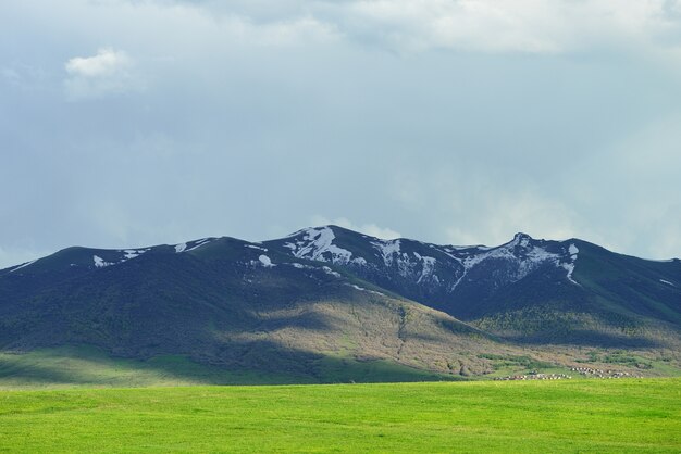 Storm clouds over a mountain ridge