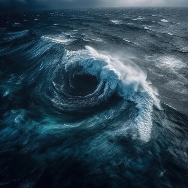 Foto storm in de oceaan abstract achtergrond generatieve ai