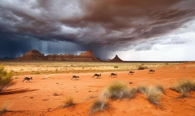 A storm is coming in over the desert