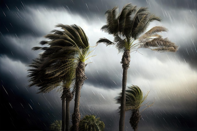 A storm is coming in over a palm tree.