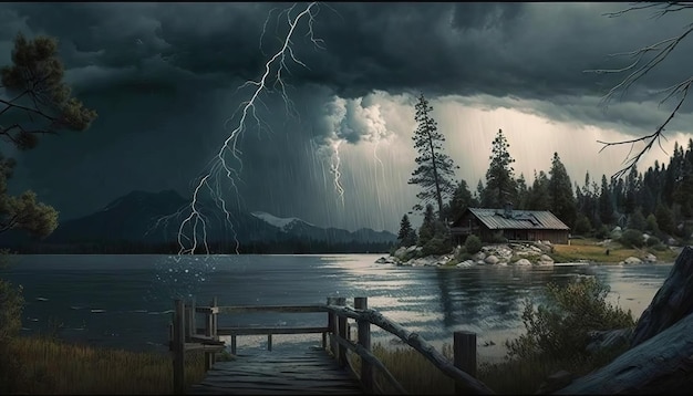 Storm over the lake Generative AI