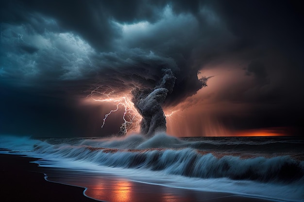 Storm over the sea Generative AI