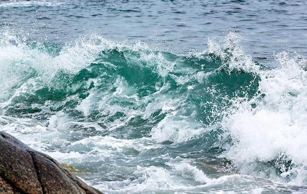 Storm wave on the coast of the Arctic