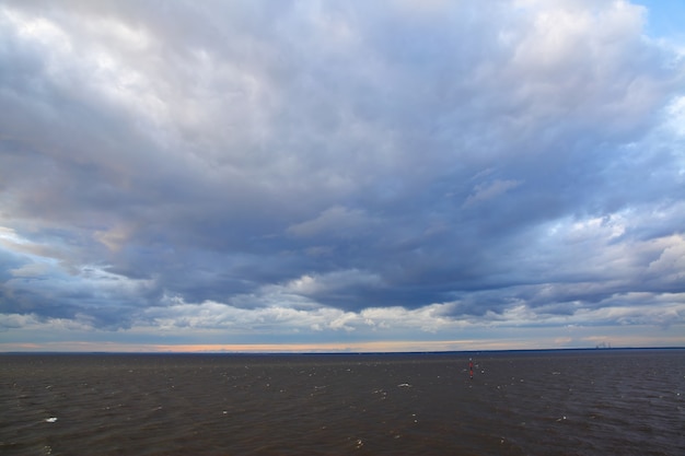 Stormy clouds over Gulf of Finland of Baltic Sea - Water landscape