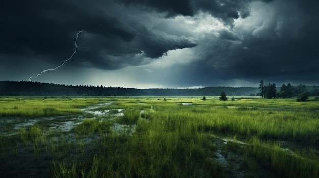 Stormy Meadow uitzichten achtergrond