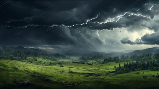 Stormy Meadow Views Background