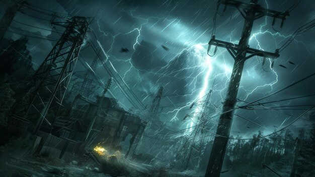 a stormy night in a dark city