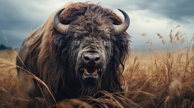 'stormy prairie bison'