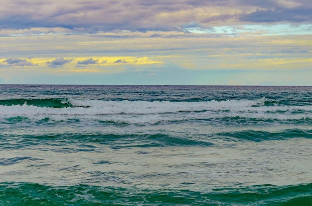 Stormy sea in cloudy weather.