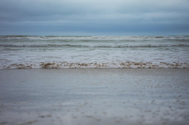 Stormy sea with cloudy sky