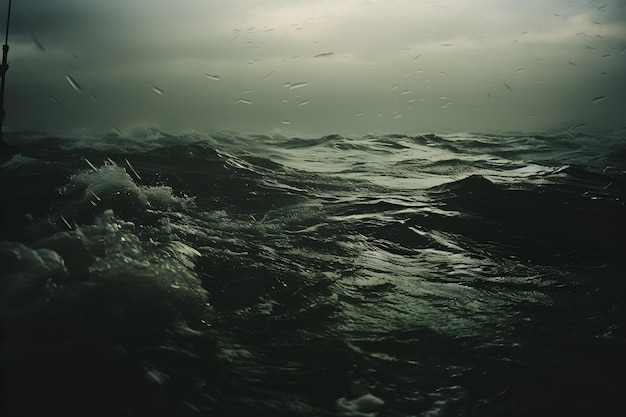 Бурное море с волнами и брызгами штормовой погоды