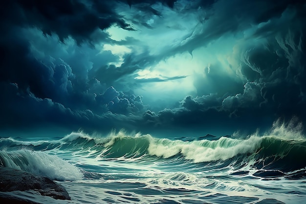 Stormy Seas by Jeremy Dark Turquoise Aesthetic