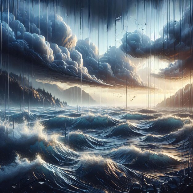 stormy seas and nature in glass