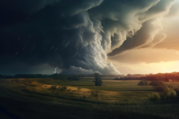 미국 시골 에서 폭풍 하늘 토네이도 경고
