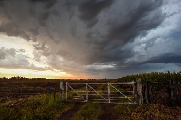 Stormy sky due to rain in the Argentine countryside La Pampa province Patagonia Argentina