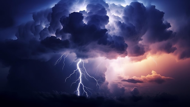 Premium AI Image | Stormy sky with lightning Generative AI
