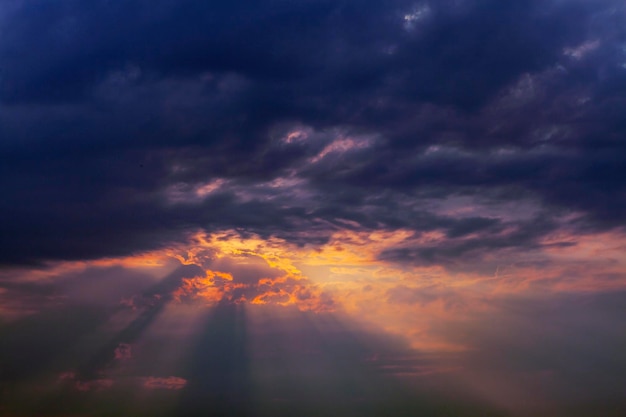 Stormy sky with rays of the sun