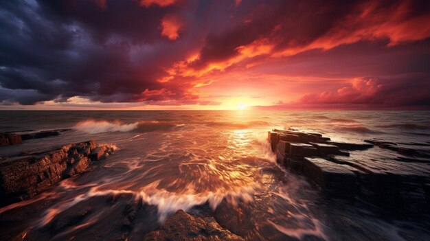 Photo stormy sunrise background