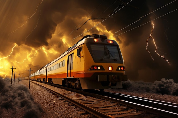 Photo stormy weather affecting transportation like airplanes or trains