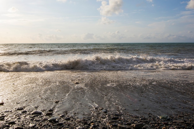 Stormy weather, waves and splashes in Batumi