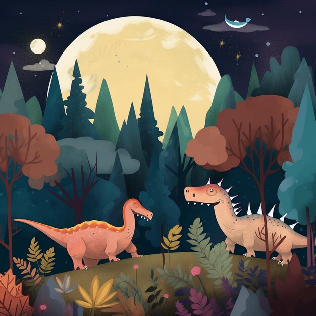 Storybook dinosaur dino children illustration Generative AI