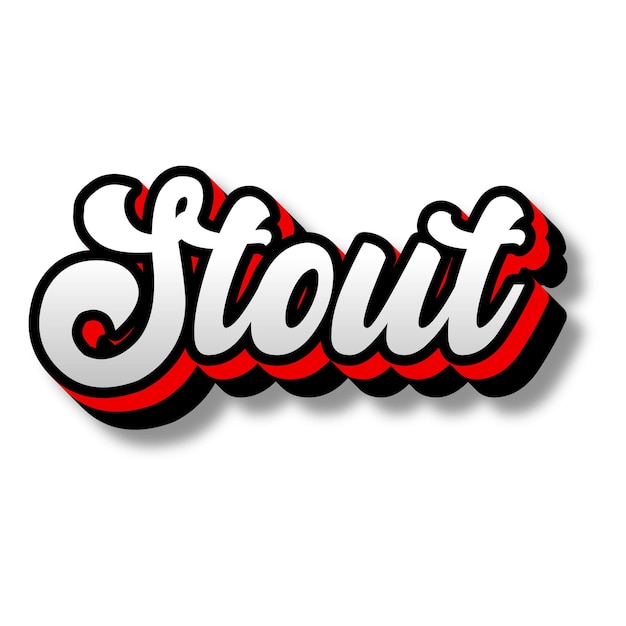 Stout Text 3D Silver Red Black White Background Photo JPG