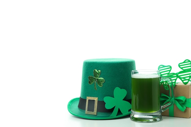 StPatricks Day accessories isolated on white background