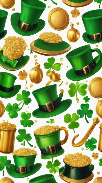 Stpatricks day accessories isolated on white background