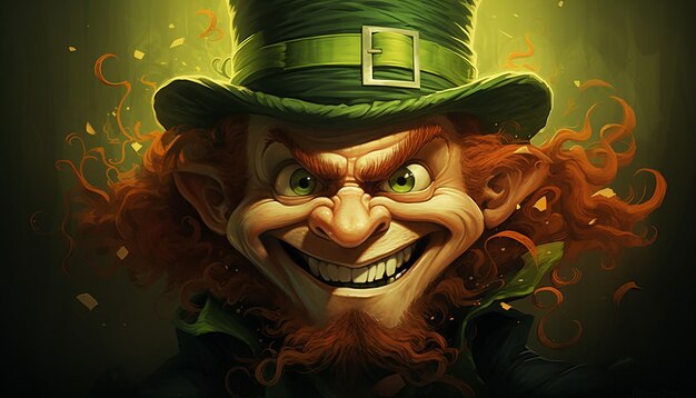 stpatricks day leprechaun girkcartoon style