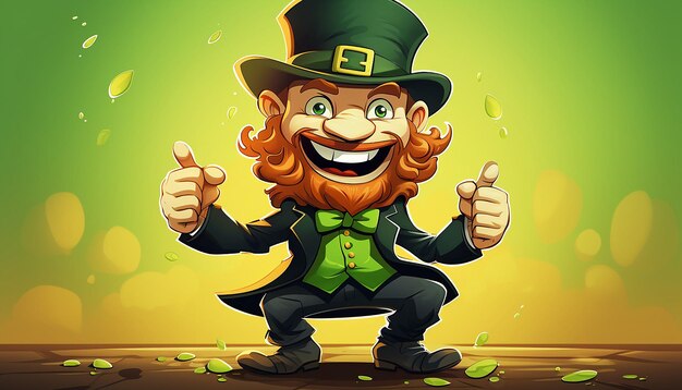 Photo stpatricks day leprechaun girkcartoon style