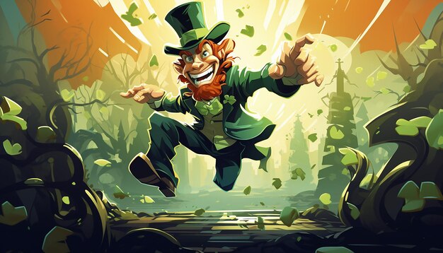 Photo stpatricks leprechaun girkcartoon style