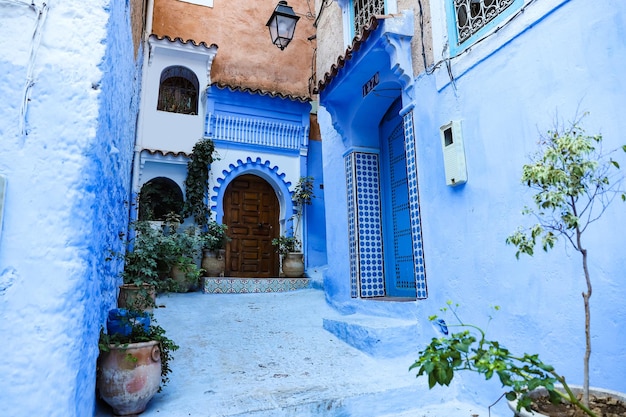 Straat in chefchaouen marokko