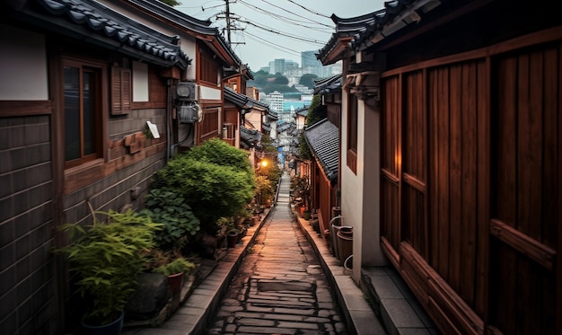 straat in het Japanse traditionele huis