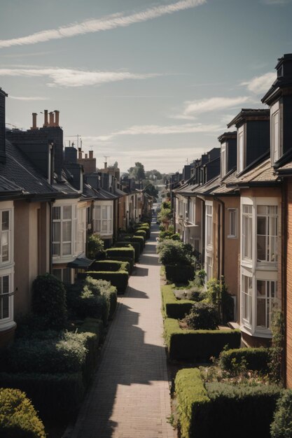 Foto straat van woningen ai gegenereerd