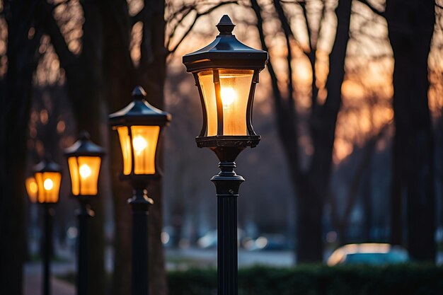 Straatlantaarns verlichten de weg