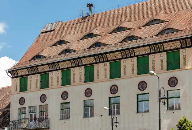 Straatmening in Sighisoara, middeleeuwse stad van Transsylvanië, Roemenië ?.