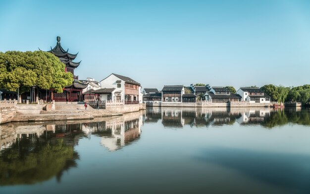 Straatmening van oude gebouwen in de oude stad van Suzhou