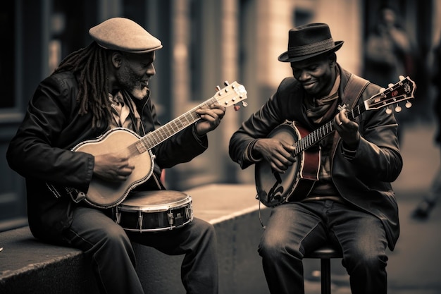 Foto straatmuzikanten stedelijke harmonieën