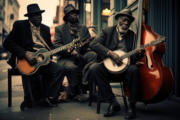 Foto straatmuzikanten stedelijke harmonieën