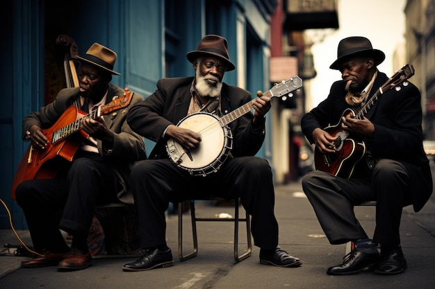 Foto straatmuzikanten stedelijke harmonieën