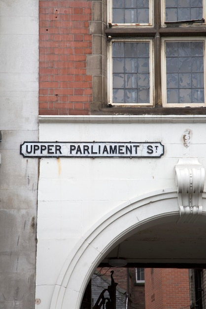 Straatnaambord Upper Parliament, Nottingham, Engeland, VK