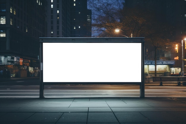 Straatreclame met lege billboards en nachtverkeer kopieerruimte Generatieve AI