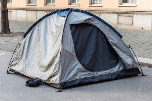 Straatstad dakloze tent Genereer Ai